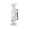 Eaton CSB120W white commercial-grade single-pole toggle switch, 20A, 120/277V, PVC body with brass terminals, side and back wired.