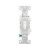 Eaton CSB120W white commercial-grade single-pole toggle switch, 20A, 120/277V, PVC body with brass terminals, side and back wired.