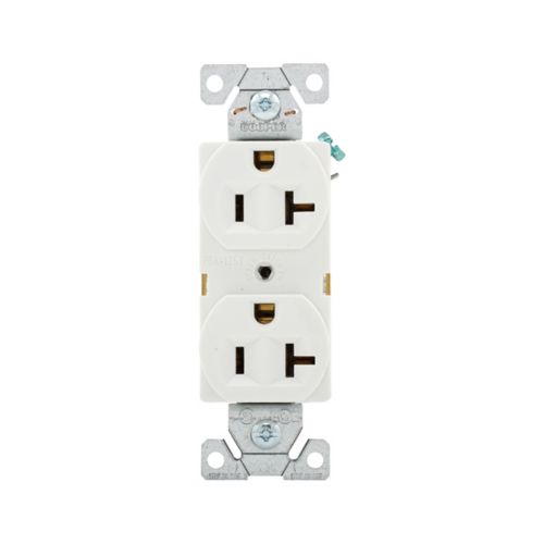 20 Amp Duplex Receptacle | 125V | Commercial Grade Outlet | White