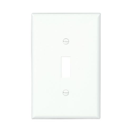 Eaton PJ1W White Toggle Wallplate | Single-Gang Mid-Size | Polycarbonate, UL Listed