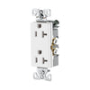 Eaton 6352W heavy-duty 20A 125V decorator duplex receptacle in white, nylon face, NEMA 5-20R, commercial-grade, back and side wired, UL listed.