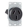 Eaton AH32BK-F 50A 125/250V range receptacle, NEMA 10-50R flush mount, 3-pole 3-wire, black non-grounding outlet.