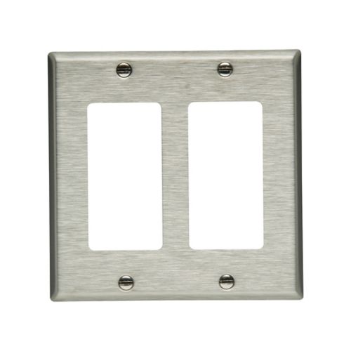 Eaton 93402-BOX1 Two-Gang Decorator Wallplate | Stainless Steel | UL/CSA Certified