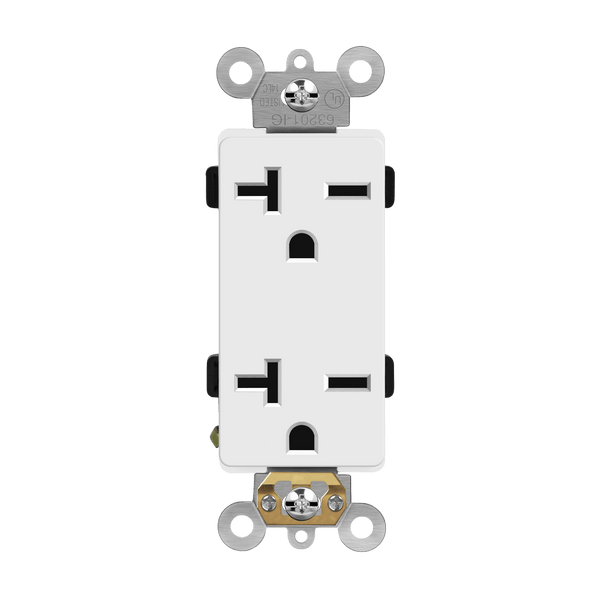 Industrial Grade Heavy Duty 20A Decorator Receptacle, 6-20R