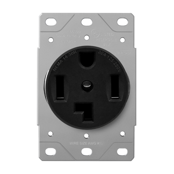 Industrial Grade, Flush Mount Receptacle, 30A, 125/250V 3-Pole, 4-Wire Grounding, NEMA 14-30R