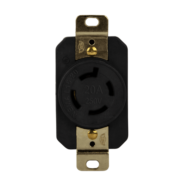 Industrial Straight Blade Locking Receptacle | 20 Amp, 125/250VAC | NEMA L15-20R