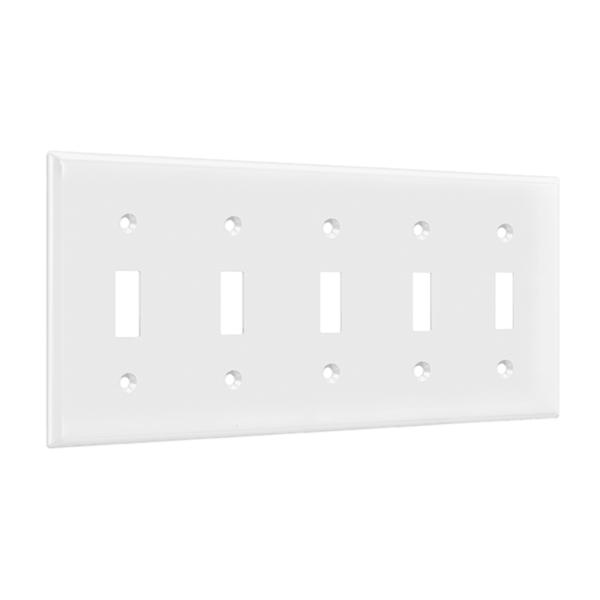 5-Gang Toggle Switch Wall Plate | Mid-Size | Residential Grade