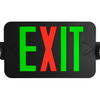 Low Profile All LED Exit & Emergency Thermoplastic Combo CEU with Red/Green selectable LED letters, dual adjustable white LED lamp heads, and NiCd battery backup.