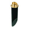 Hooded in-ground well light with PVC sleeve, available in aluminum, composite, or natural brass, Black or Natural Brass finishes, MR-16 compatible.