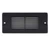 5.5-inch small louvered backless box step light in aluminum, Black or Bronze finish, with integrated 2.5W LED, surface mounted for masonry steps and walls.