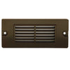 5.5-inch small louvered backless box step light in aluminum, Black or Bronze finish, with integrated 2.5W LED, surface mounted for masonry steps and walls.