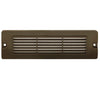 8.75-inch large louvered backless box brick step light in Black or Bronze aluminum finish with integrated 5W LED, surface mount for outdoor masonry walls.