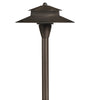 Large Umbrella Brass Path Light with 18-Inch Stem – Antique Bronze or Gun Metal Finish | Landscape Lighting Fixture