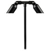 Double-head machined aluminum path light with 18″ or 24″ stem, available in Black or Bronze finish, MR-16 LED compatible with tempered glass lens.