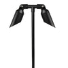 Double-head long shrouded machined aluminum path light in Black or Bronze finish, 18″ or 24″ stem, MR-16 LED compatible, with tempered glass lenses.