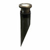 13-7/8 inch LED well light, 5W, 12V AC/DC, 3000K warm white, 400 lumens, MR16 LED lamp included, cast aluminum and brass housing with black finish, flat tempered glass lens, 36° beam angle, IP67 waterproof, PVC sleeve included, suitable for wet locations