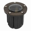 5W LED well light with directional MR16 lamp, 12V AC/DC, 3000K warm white, 400 lumens, solid brass cover with antique bronze finish, fiberglass housing, flat tempered glass lens, 36° beam angle, IP67 waterproof, suitable for wet locations