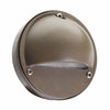 4-inch LED step light with cast aluminum housing in bronze or black finish, featuring a glass lens, 3W LED JC G4 bi-pin lamp, 200 lumens output, 80° beam angle, 3000K warm white light, 12V AC/DC operation, and IP67 waterproof rating for outdoor steps.