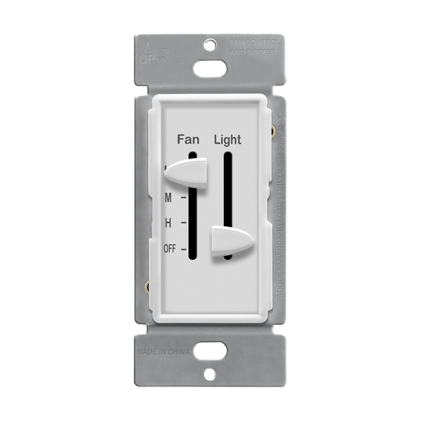 3-Speed Fan Controller and LED Dimmer Slider, Single Pole
