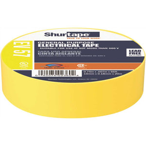 Shurtape EV 57 3/4 in. x 66 ft. General Purpose Electrical Tape, UL Listed, YELLOW, 7 mils [10 Rolls]
