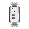 Interchangeable Dual USB Charger 4.8A with 20A Single Tamper-Resistant Receptacle