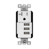 Interchangeable Triple USB Charger 5.8A with 20A Single Tamper-Resistant Receptacle