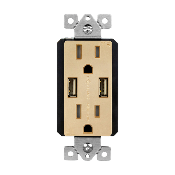 Elite Series Dual USB Charger with 15A Tamper-Resistant Receptacles