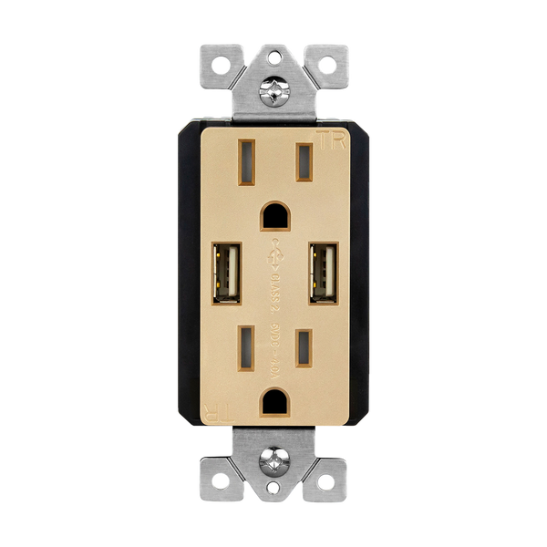 15 Amp Tamper-Resistant Decorator Receptacle with Dual USB Type-A Charger 4.0A | Elite Series