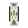 20 Amp Tamper-Resistant Decorator Receptacle with Triple USB Type-A Charger 5.8A | White