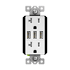 20 Amp Tamper-Resistant Decorator Receptacle with Triple USB Type-A Charger 5.8A | White