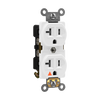 20 Amp Duplex Receptacle | Tamper Resistant | Isolated | 125V | White | Industrial Grade