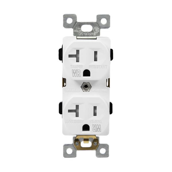 20 Amp Duplex Receptacle | Tamper/Weather Resistant | 125V | 5-20R | Commercial Grade