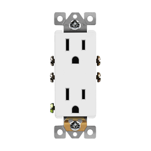 15 Amp Decorator Receptacle | Tamper Resistant | Industrial Grade