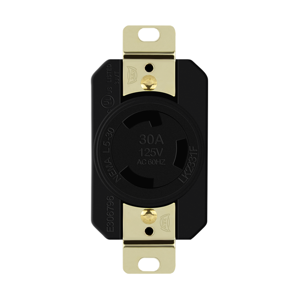 Industrial Straight Blade Locking Receptacle | 30 Amp, 125VAC | NEMA L5-30R