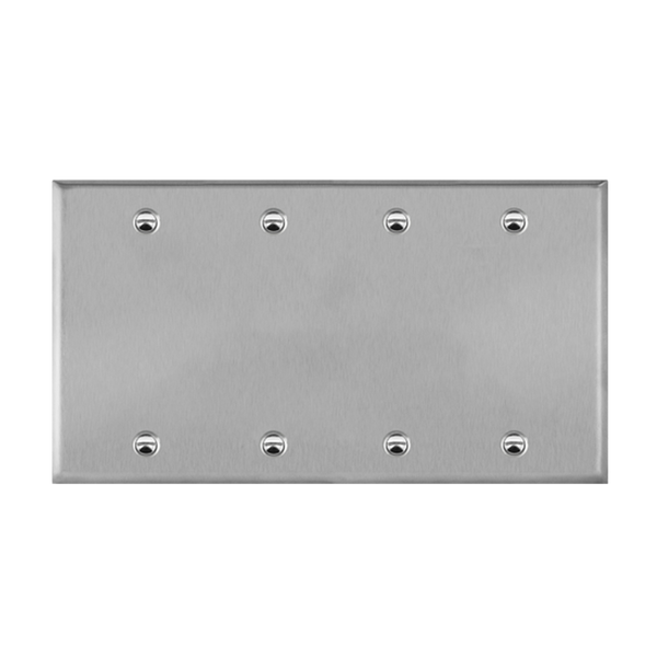 4-Gang Blank Wall Plate | Stainless Steel