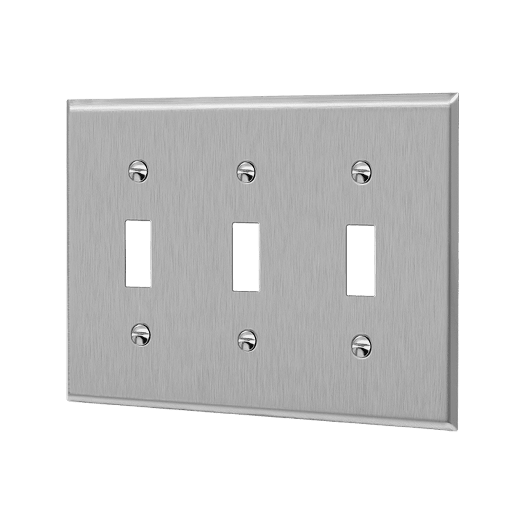 3Gang Toggle Switch Wall Plate Stainless Steel