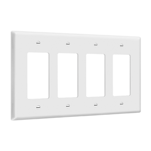 Residential Grade, Mid-Size Decorator/Gfci Standard Wall Plate, 4-Gang