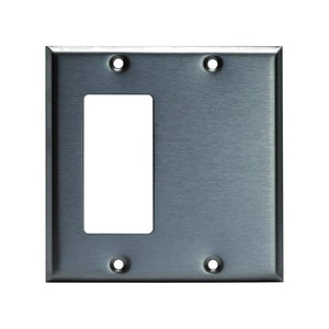 2-Gang Combo Wall Plate | Blank/Decorator | Stainless Steel