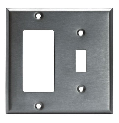 2-Gang Combo Wall Plate | Decorator/Toggle | Stainless Steel