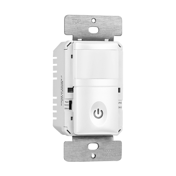 180° PIR Occupancy/Vacancy Motion Sensor Wall Switch, Neutral Wire Required, Single Pole