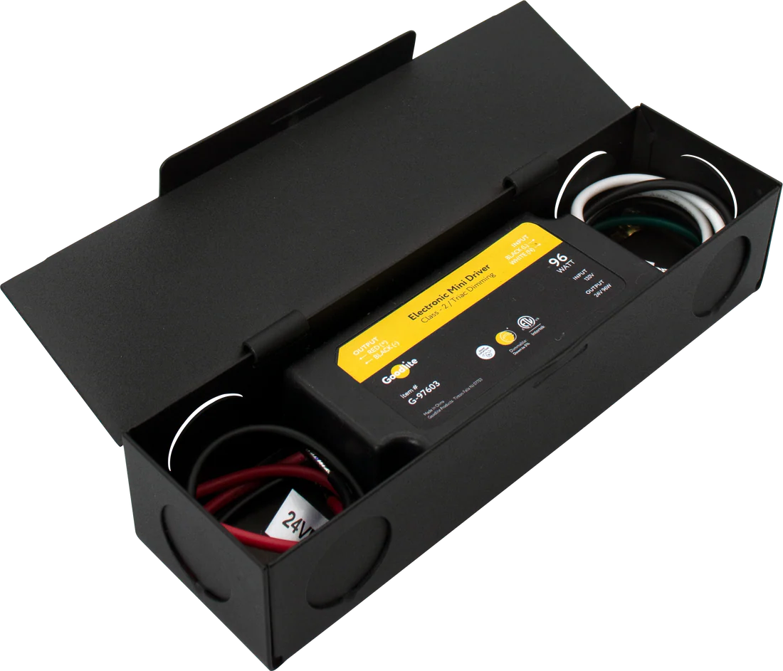 96W mini 24V electronic LED driver with compact design, Triac ELV dimming, IP66 waterproof housing, and Class 2 ETL listing