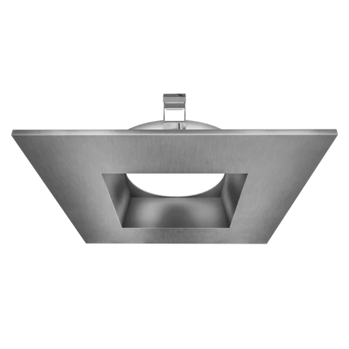 Astrofit 4 inch brushed nickel square recessed trim for interchangeable retrofit modules