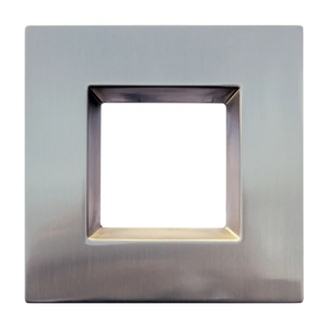 4 inch square brushed nickel LED retrofit cover for recessed lighting - Available at Electrical Marketplace