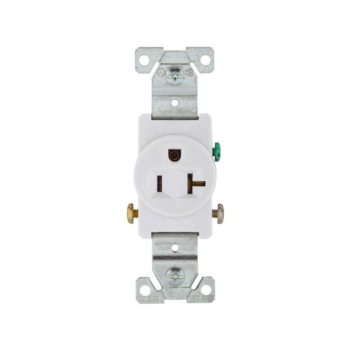 20 Amp Single Receptacle | 125V 5-20R Side Wire | Commercial Grade | White