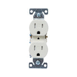Eaton TR270W 15A white residential duplex receptacle, tamper-resistant, side-and-push wiring, PVC body with impact-resistant thermoplastic face