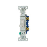 Eaton 1301-7W white 15A single-pole toggle switch with side and push-in wiring