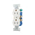 Eaton 270W 15A Duplex Receptacle in White – Standard Residential/Commercial Grade, 125V, Impact-Resistant Thermoplastic with Side and Push Wiring, NEMA 5-15R Configuration.