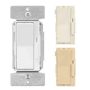 Eaton DUL06P-C2 Universal Decorator Dimmer Switch with Preset Feature, Includes White, Ivory, and Light Almond Faceplates, 120V Single-Pole/3-Way Compatible, Ideal for LED, CFL, Incandescent, and Halogen Lighting
