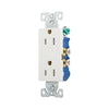 Eaton 1107W residential grade decorator duplex receptacle, 15A 125V, white slim design, impact-resistant thermoplastic body, commercial and residential use
