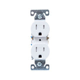 Eaton TR270W 15A white residential duplex receptacle, tamper-resistant, side-and-push wiring, PVC body with impact-resistant thermoplastic face
